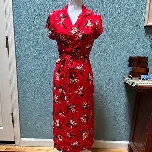 Red Floral Wrap Dress
